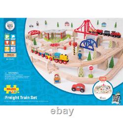 Bigjigs Rail Wooden Freight Train Track Play Set with Storage Box