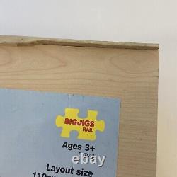 Bigjigs wooden Freight Train Set in wooden box approx 130 pieces Tracks Bridges