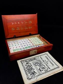 Bone And Bamboo Mahjong Set In Wooden Case / Box Mah Jong / Small Tile / Vintage