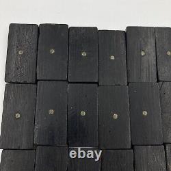Bone and Ebony Antique Dominoes with Brass Pin Set of 28 In Wooden Box