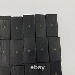 Bone and Ebony Antique Dominoes with Brass Pin Set of 28 In Wooden Box