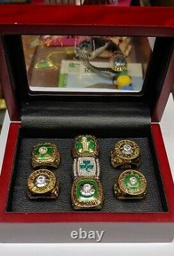 Boston Celtics 7 Championship NBA Ring Set With Wooden Display Box
