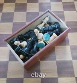 Box Of Vintage Wooden Chess Set (King 7cm)