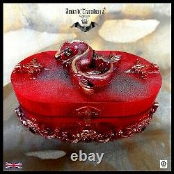 Box jewellery jewels organizer wood chinese vintage red dragon home decor lucky