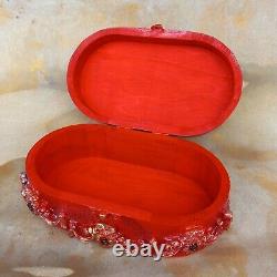 Box jewellery jewels organizer wood chinese vintage red dragon home decor lucky