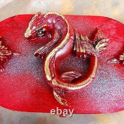 Box jewellery jewels organizer wood chinese vintage red dragon home decor lucky