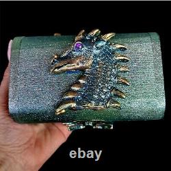 Box jewelry jewellery jewels organizer wood wooden vintage dragon home decor art