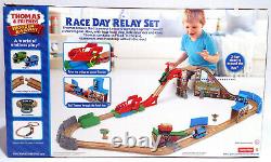 Boxed RACE DAY RELAY TRAIN SET GINA ENGINE Thomas BRIO / ELC / Wooden Railway