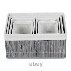 Boxes Organiser Make-up Toys Crafts Sizes Home Set Bamboo Storage Baskets Shelf