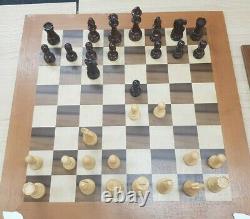 Boxwood Rosewood Jumbo Chess Set in Cherry Teakwood Box King Height 6 No Board