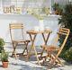 Brand New In Box Wooden Bistro Set Folding Table With Two Chairs
