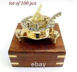 Brass Compass 3'' West London Sundial Compass with Wooden box Set of 100