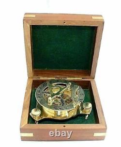 Brass Compass 3'' West London Sundial Compass with Wooden box Set of 100