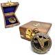 Brass Sundial Antique Pocket Compass With Wooden Box Compass Gift Set Of 20 Pcs