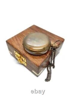 Brass Sundial Antique Pocket Compass with Wooden Box Compass Gift Set of 20 Pcs