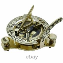 Brass Sundial Compass With Wooden Box Nautical Maritime Camping Compass Set of 20