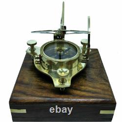 Brass Sundial Compass With Wooden Box Nautical Maritime Camping Compass Set of 20