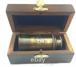 Brass Telescope with Decorative Wooden Box 5''' Telescope Set of 50 Unit