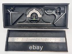 Brown & Sharpe Combination Square Set, 1925 Patent Complete Wooden Box USA