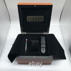 Brown Wooden Panerai Luminor Watch Box Genuine Black Leather Case Full Set 1850
