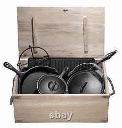 Bruntmor Pre Seasoned 7 Piece Cast Iron Cookware Set Pots and Pan Set with Box