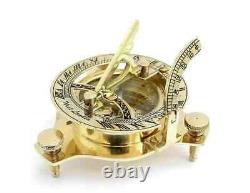 Bulk Marine Brass Compasses 3'' Sundial Compass with Wooden Box Set of 100 Units