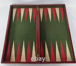 C1900 Lg Austrian Handmade Backgammon Full Set Wooden Folding Board Box Counters