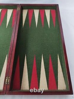 C1900 Lg Austrian Handmade Backgammon Full Set Wooden Folding Board Box Counters