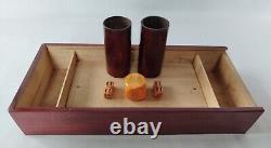 C1900 Lg Austrian Handmade Backgammon Full Set Wooden Folding Board Box Counters