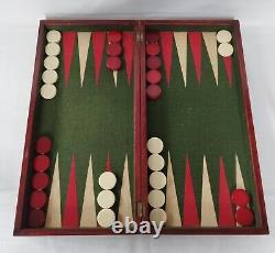 C1900 Lg Austrian Handmade Backgammon Full Set Wooden Folding Board Box Counters