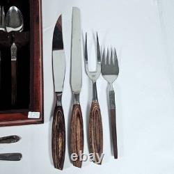 Canteen Cutlery Set Stainless Steel Wooden Box Wooden Handles Japan