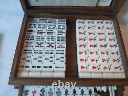 Charles E Tuttle Mah Jong Set in Two Drawer Wooden Box 144 Tiles Mahjong Jongg