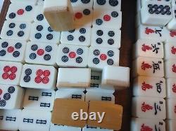 Charles E Tuttle Mah Jong Set in Two Drawer Wooden Box 144 Tiles Mahjong Jongg