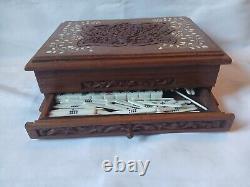 Charles E Tuttle Mah Jong Set in Two Drawer Wooden Box 144 Tiles Mahjong Jongg