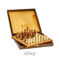 Chess Game Set In Wooden Box, Handmade of Olive Wood, 28.5x28.5x5cm Medium Size