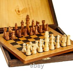 Chess Game Set In Wooden Box, Handmade of Olive Wood, 28.5x28.5x5cm Medium Size