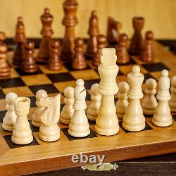 Chess Game Set In Wooden Box, Handmade of Olive Wood, 28.5x28.5x5cm Medium Size