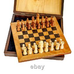 Chess Game Set In Wooden Box, Handmade of Olive Wood, 28.5x28.5x5cm Medium Size