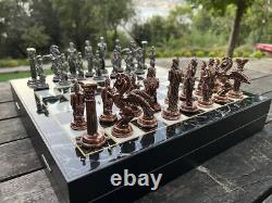 Chess Set Antique Mythology Chessmen Storage Board Personalized Christmas Gift