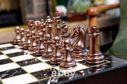 Chess Set Luxury Classic Metal Bronze Silver Special Wooden Marble Chess Box 14