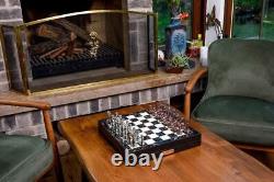 Chess Set Luxury Classic Metal Bronze Silver Special Wooden Marble Chess Box 14