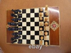 Chess Set Luxury Marquetry Wooden Unique Chess Board/box, complete wooden set