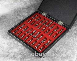 Chess Set Marble Patterned Wooden Box Zamak Stones With Storage Boxed 36x36 cm