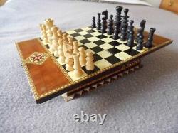 Chess Set Marquetry Wooden Unique Chess Board box Luxury complete wooden set