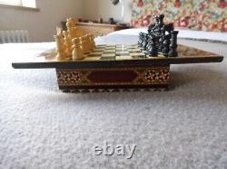 Chess Set Marquetry Wooden Unique Chess Board box Luxury complete wooden set