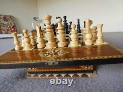 Chess Set Marquetry Wooden Unique Chess Board box Luxury complete wooden set