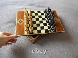 Chess Set Marquetry Wooden Unique Chess Board box Luxury complete wooden set