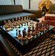 Chess Set Metal Classic Zamak Stones And Wooden Marble Boxed Chess Board 30 Cm