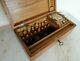 Chess Set. Square Board With Pieces And Wooden Box. Early Xix Century. Exc+