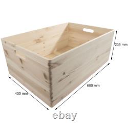 Choice of Stackable Plain Pine Wood Open Boxes Crates Handles / Small to X-Large